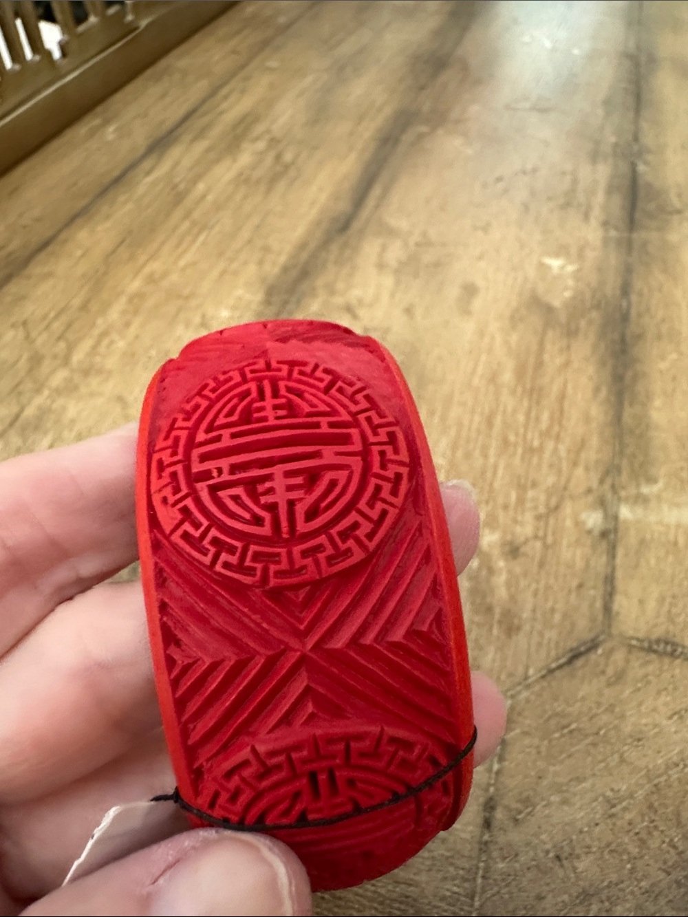 Red Traditional Embossed Cinnabar Bracelet